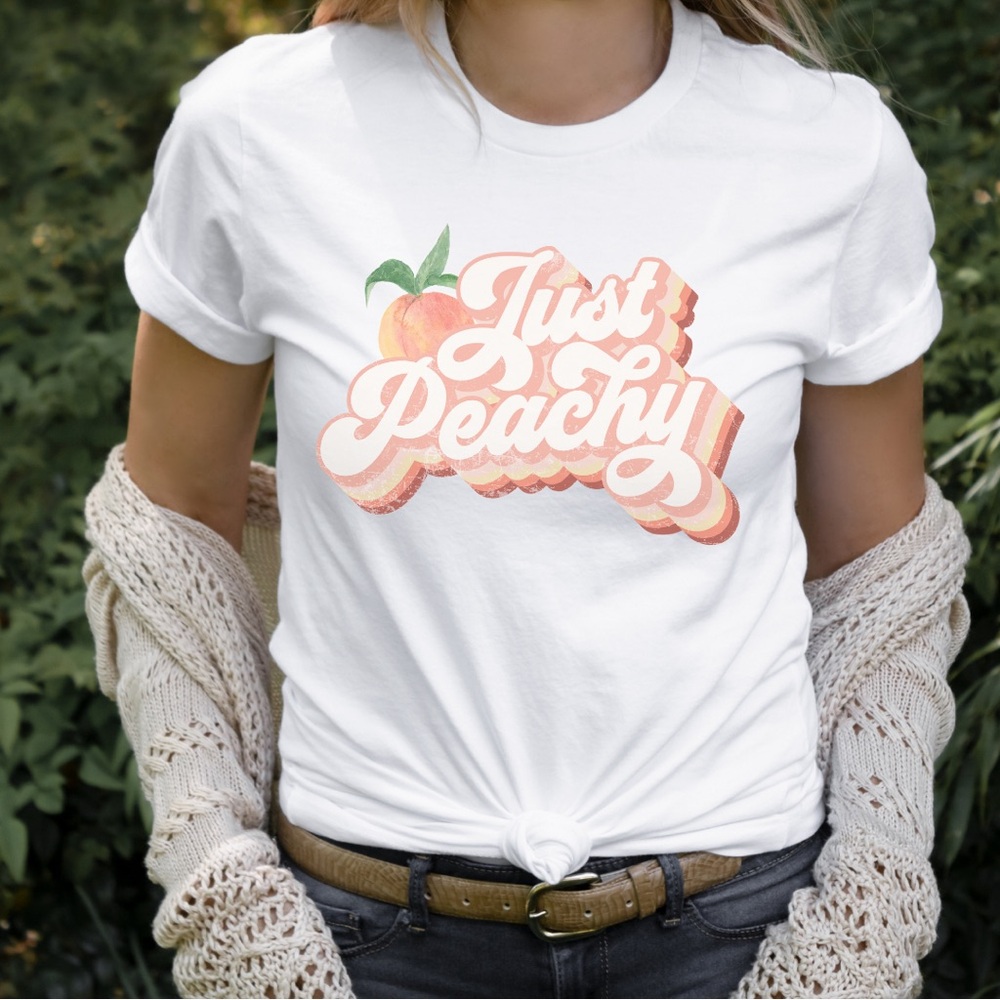 Just Peachy Graphic Tee – 100% Cotton, Unisex Sizing S-M-L-XL